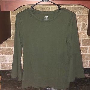 Olive green bell sleeve top
